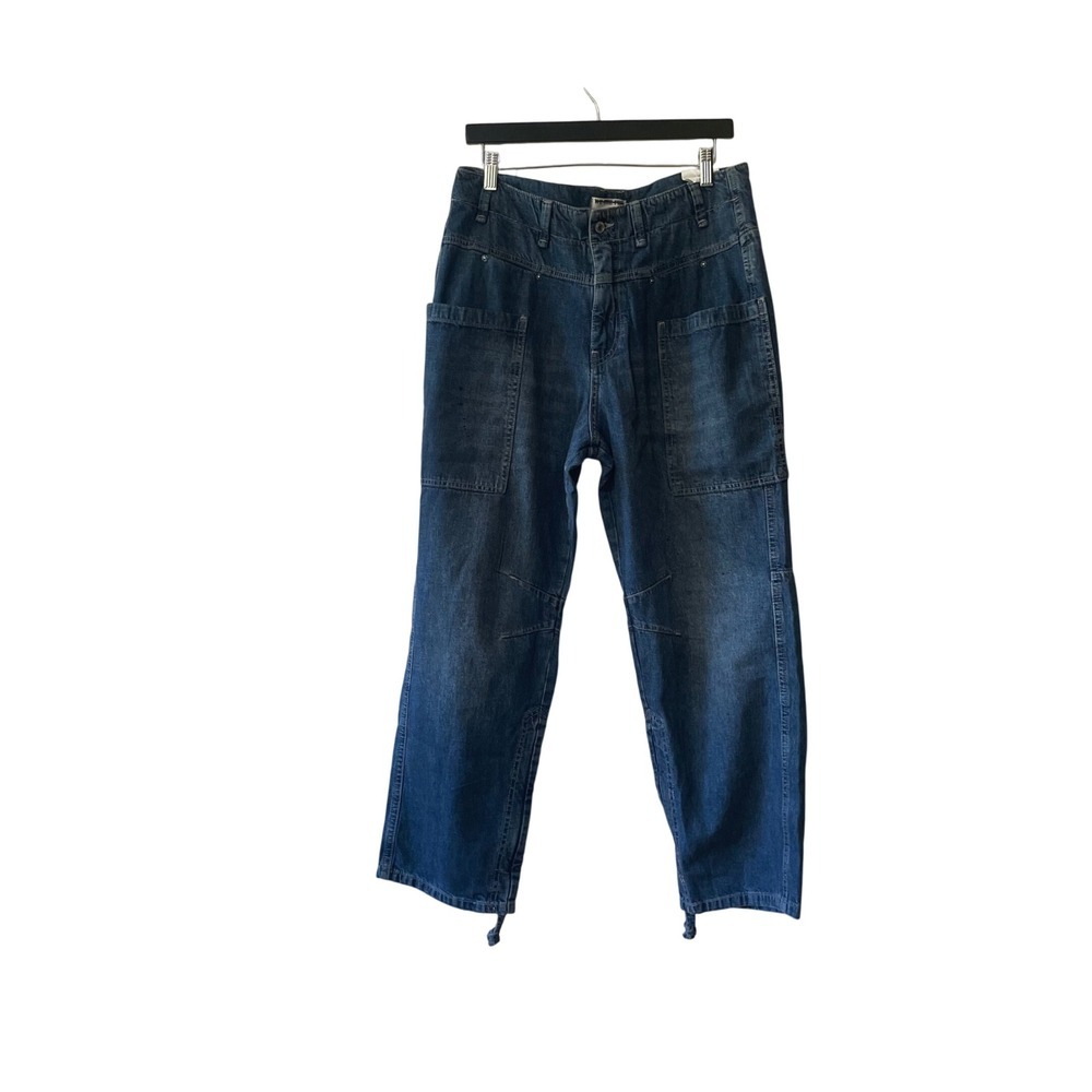 NWOT Free People We The Free Oasis Denim Slouchy Crop Utility Jeans Sz 30